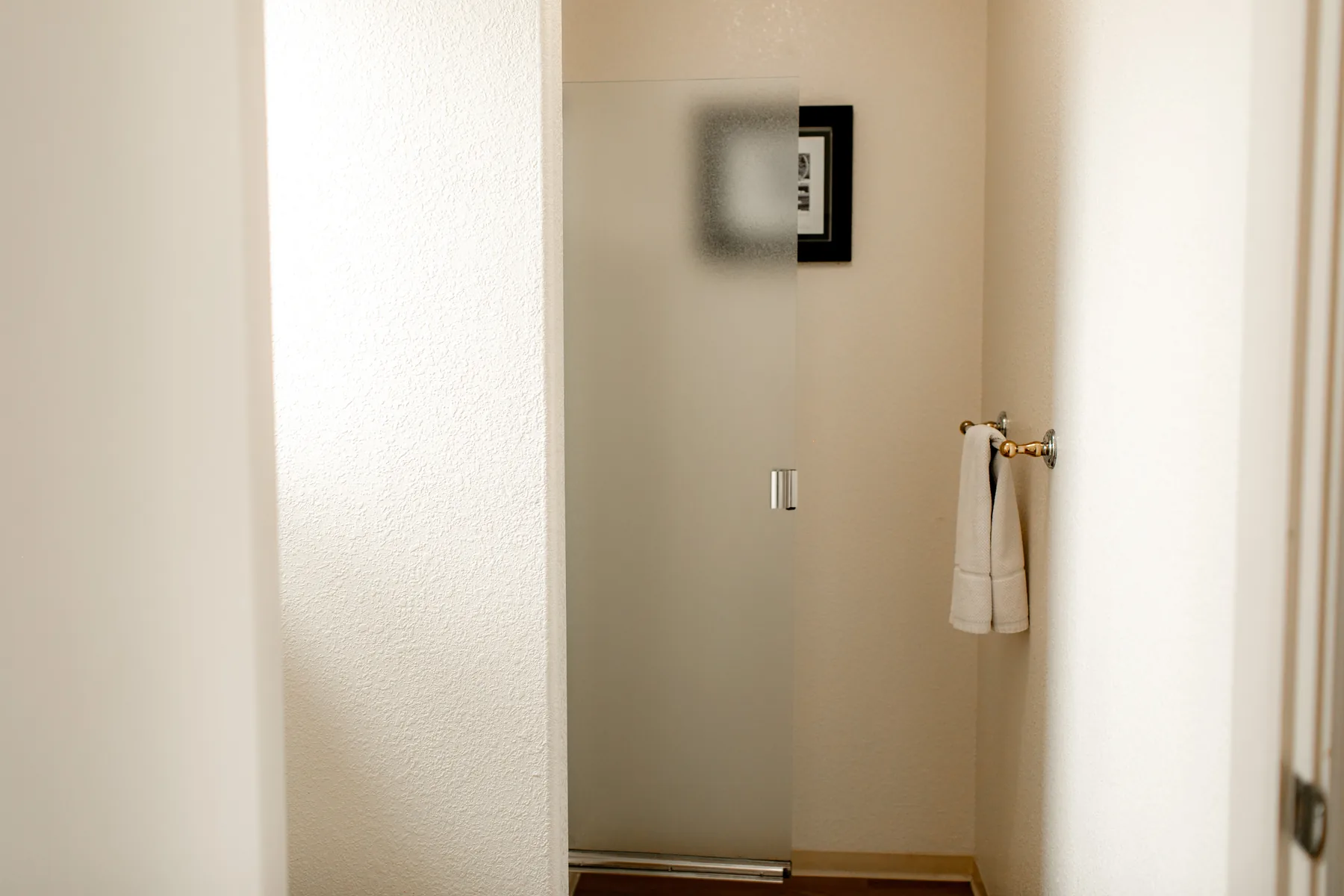 Room shower and bathroom entry