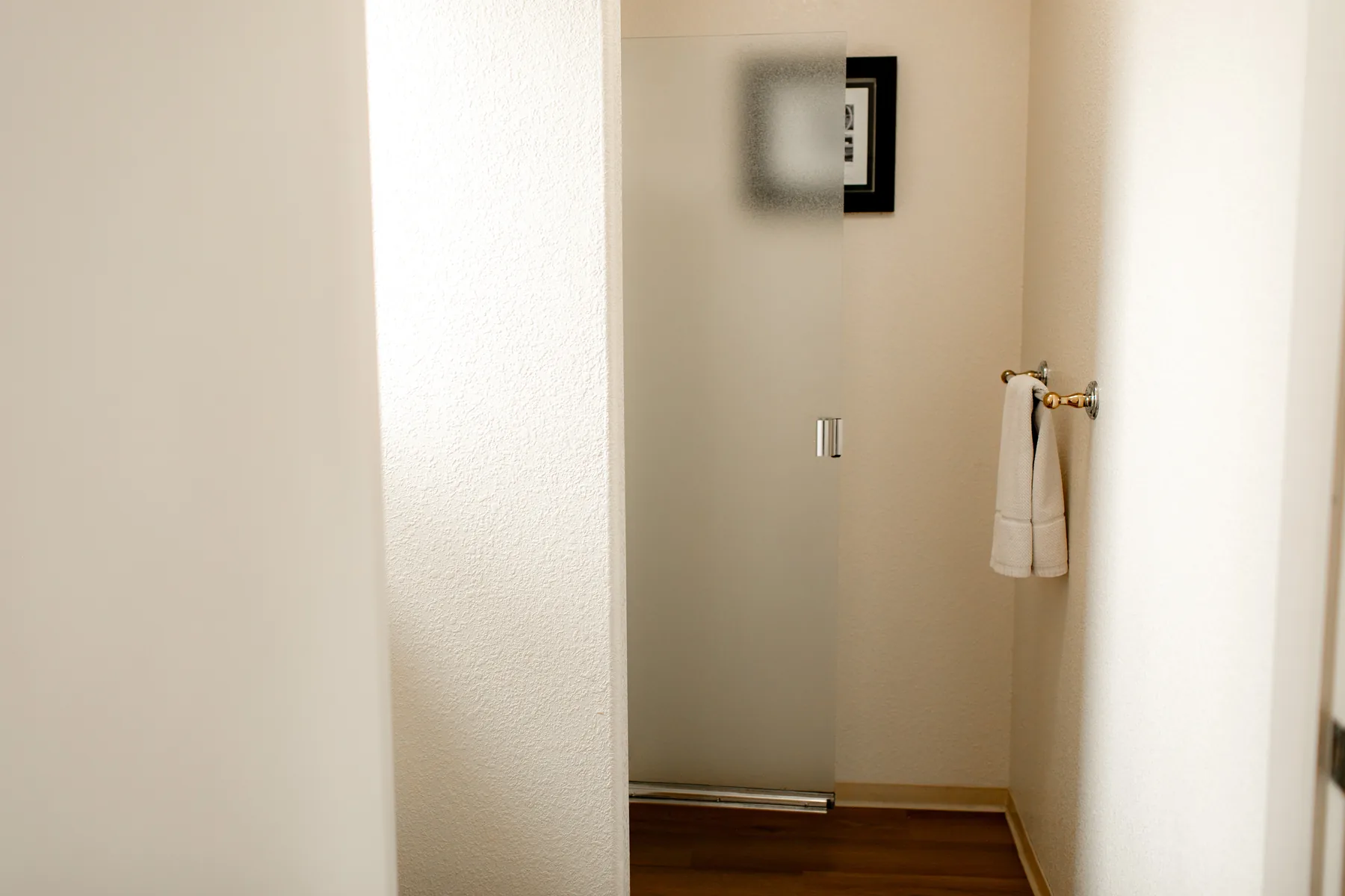 Bathroom vanity and shower area