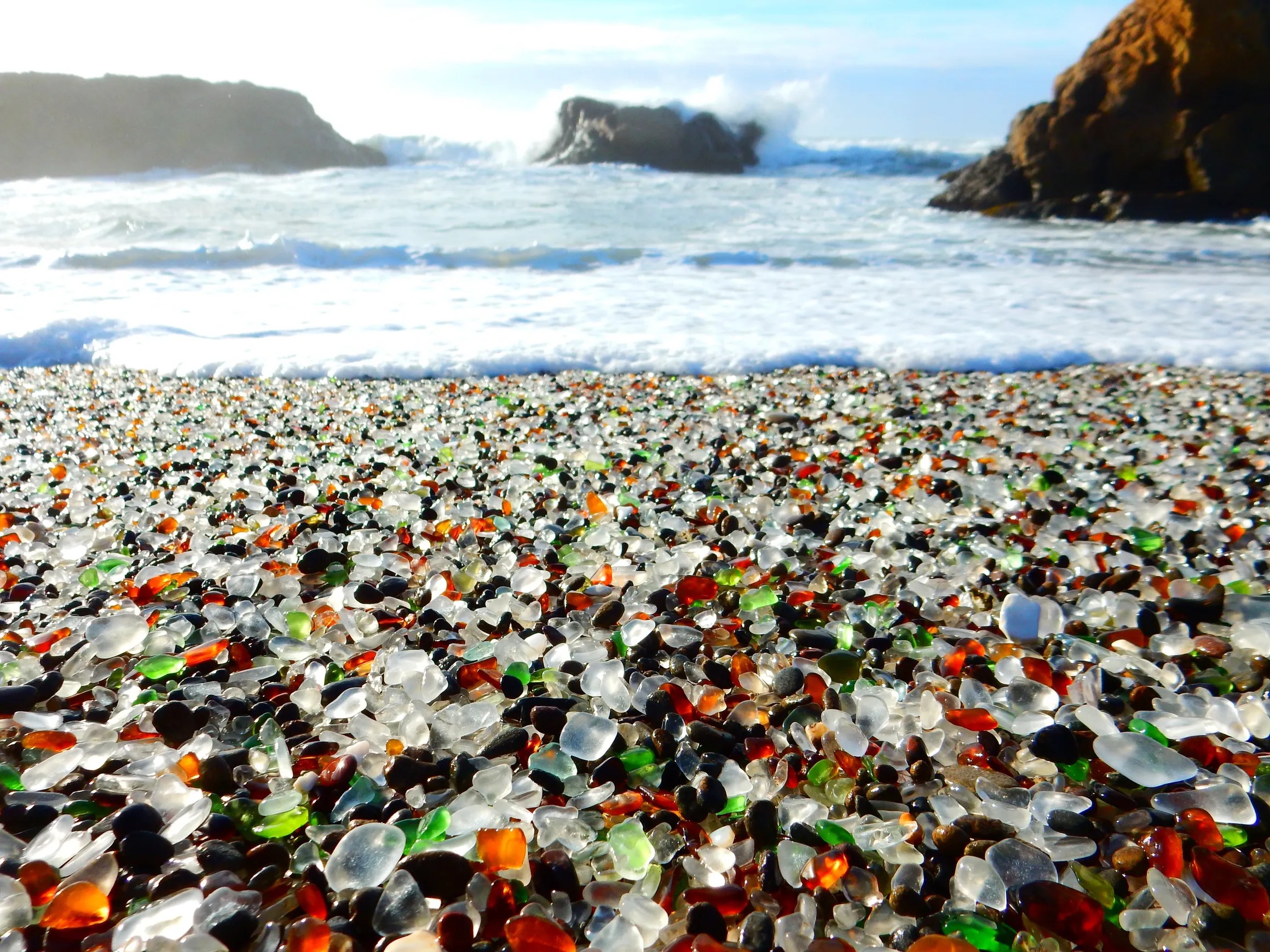 Sea glass on Glass Beach in Fort Bragg